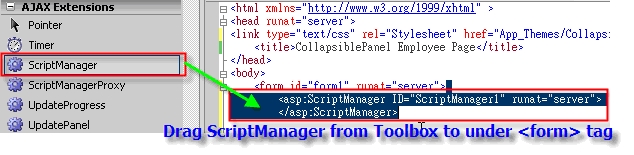 Figure 11. Drag ScriptManager to asp.net page