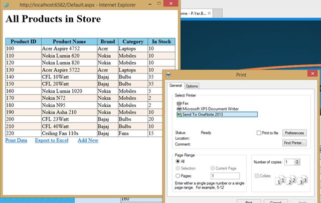 Printing GridView Only