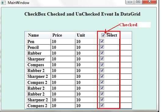 Checked Event in Data Grid Header