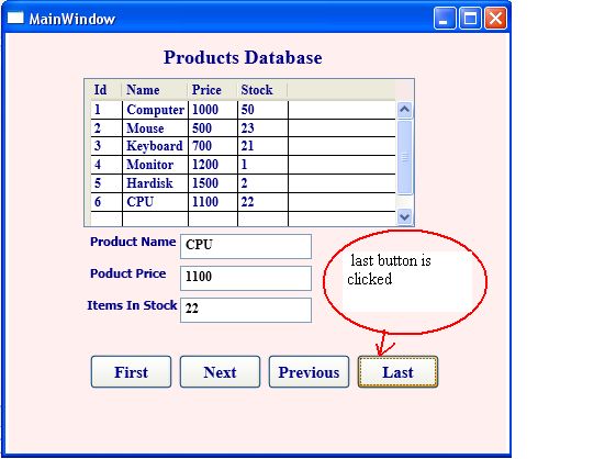 First Next Previous Last Button