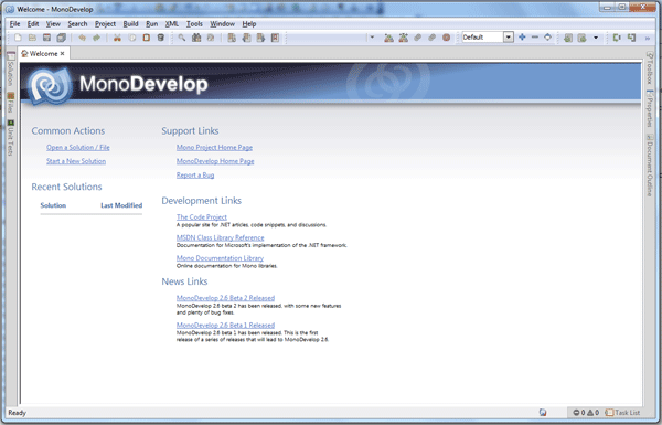 monodevelop is start