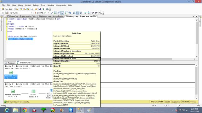 fresh query execution plan