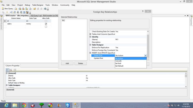 Cascade Action in SQL
