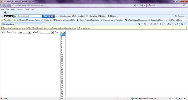 populate a drop down list using JavaScript