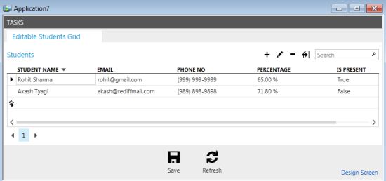 Screen Output containing Textbox control type