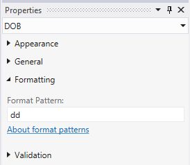dd format pattern property