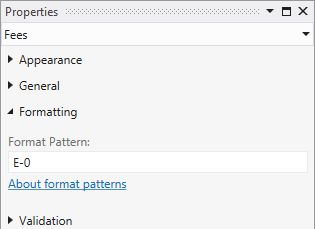 E-0 format pattern Property window