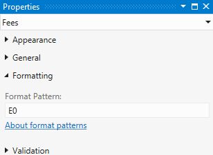 E0 Format Pattern Property window