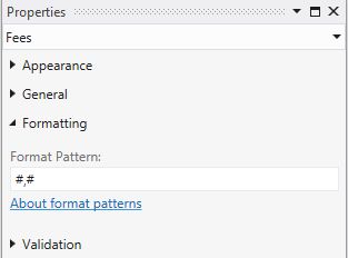 Format Pattern Property Window