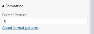 Using X format pattern in property