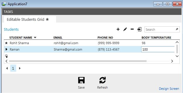 Output of Editable Grid Screen