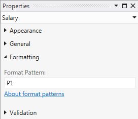 P1 format pattern properties