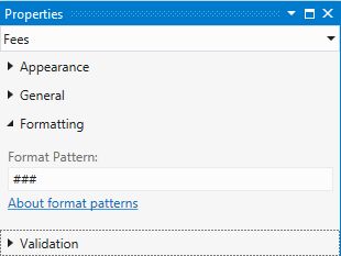 Format pattern Properties