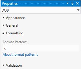 Short Date Format Pattern Properties