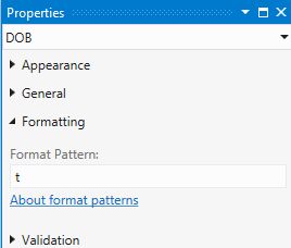 t Format Pattern Properties
