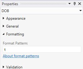 t Format Pattern Property