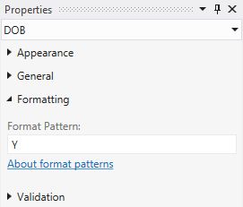 Y Format Pattern Properties