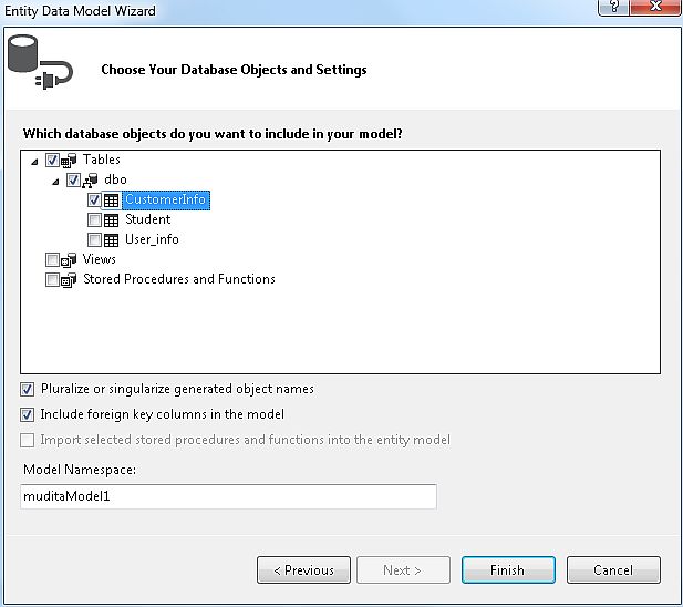 Select Table from database