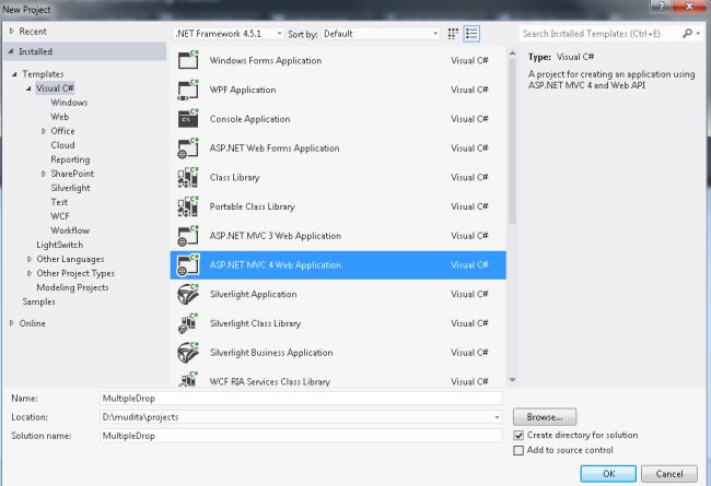 Select MVC4 Application