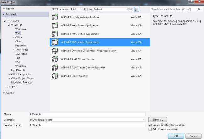 Select MVC4 application