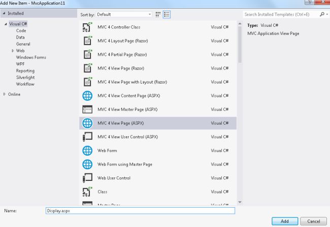 Create ViewPage(aspx)