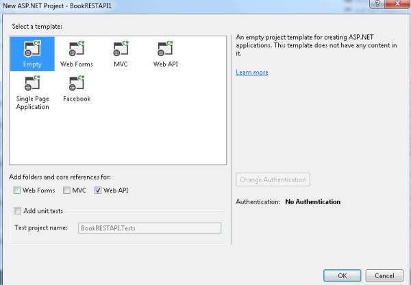 Select Web API Project