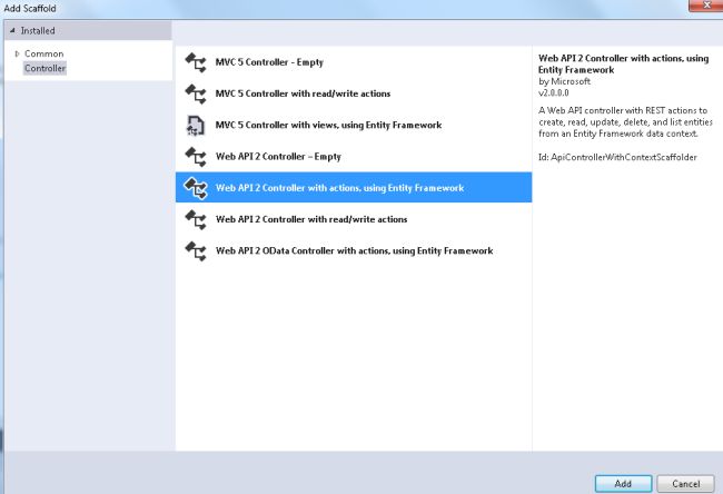 Select Web API2 Controller