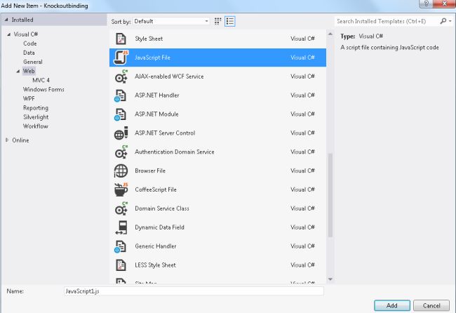 Create Knockout.js file