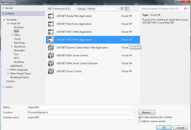 Select Asp.Net Mvc4 web Application