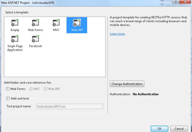select Web API Project