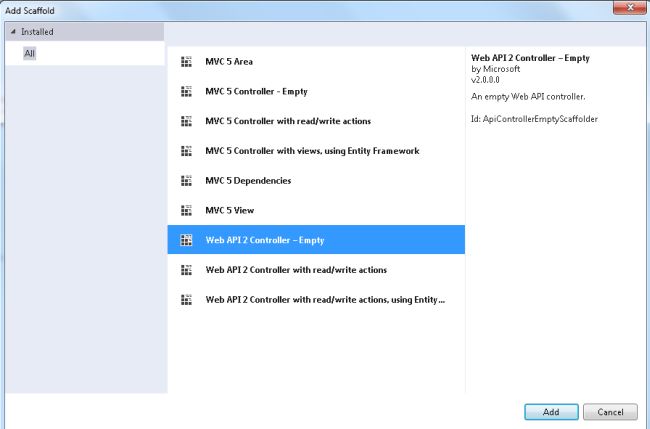 Select Web API2 Controller