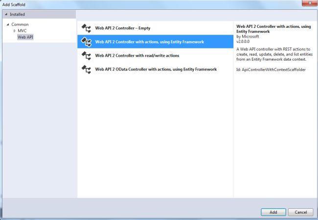 Select Web API2 Controller With Entity Framework