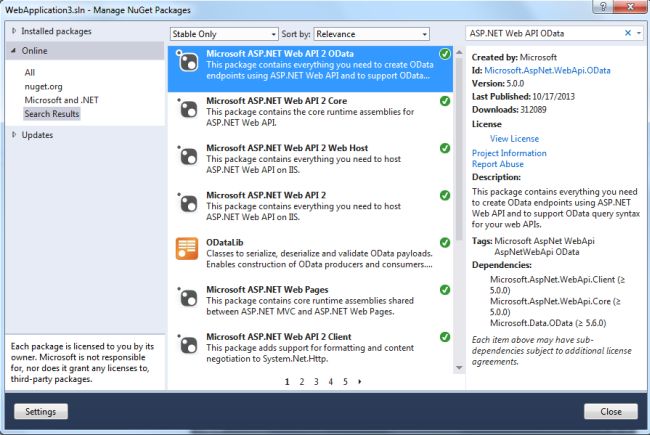 Install OData PAckage