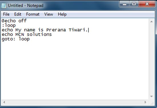 Write the code into Notepad