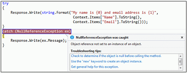 Null Exception by Context object
