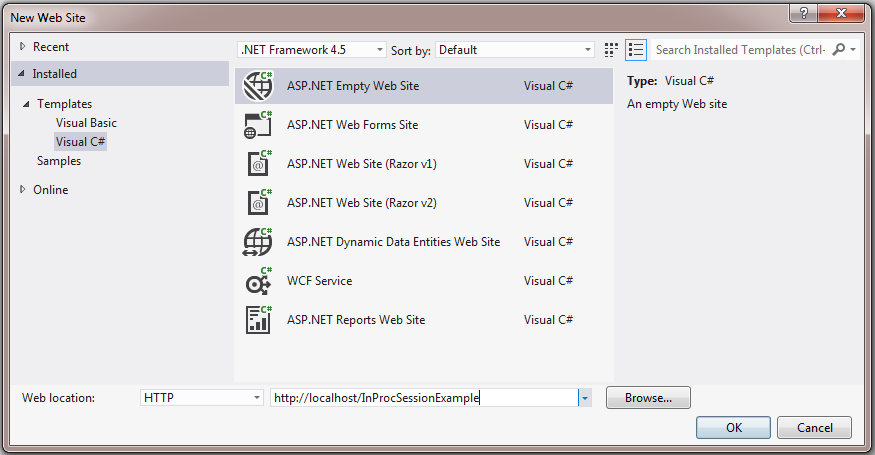 Web Site on Visual Studio