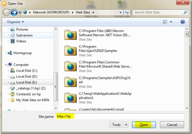 Open Sharepoint site