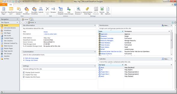Sharepoint site opened