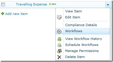open the Workflows item