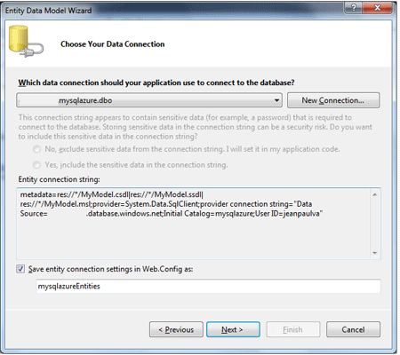 ADO.NET Entity Framework with sql azure