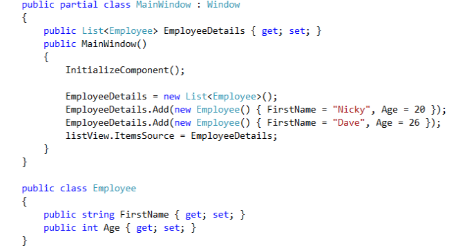 class in WPF