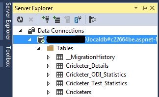 Tables Information in Server Explorer