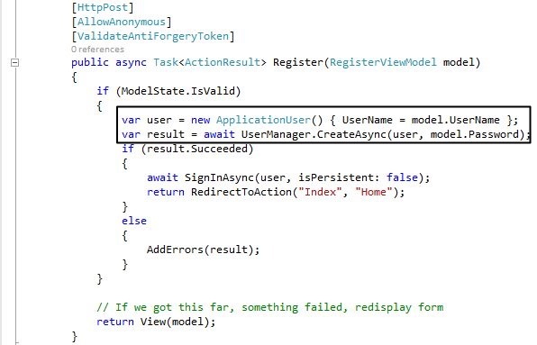 Registration Code in MVC