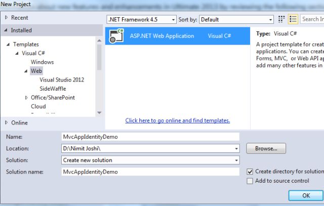 Web Application in VS 2013