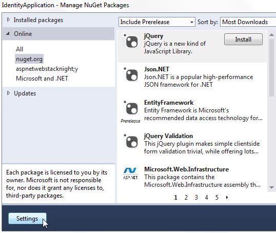 NuGet Package Settings