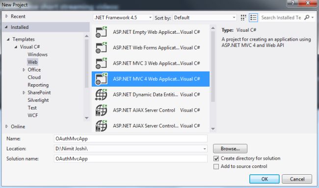 Create New MVC Project