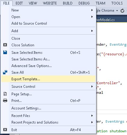 Export Template in Visual Studio