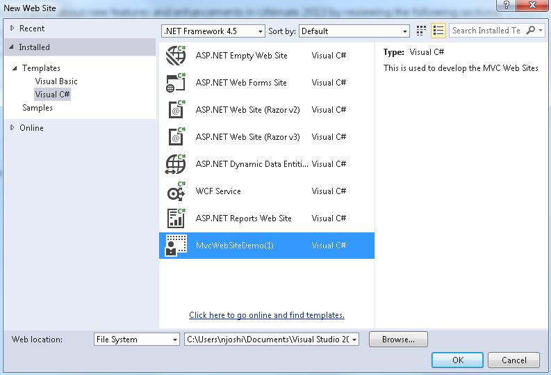 Template in Visual Studio