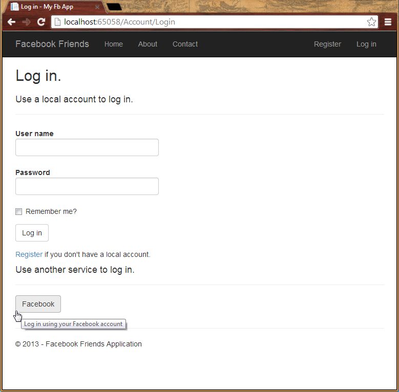 Application LogIn With Facebook