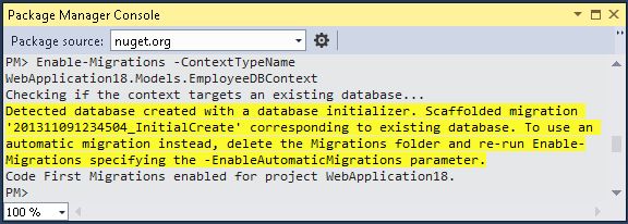 Enable Migration in Package Manager Console
